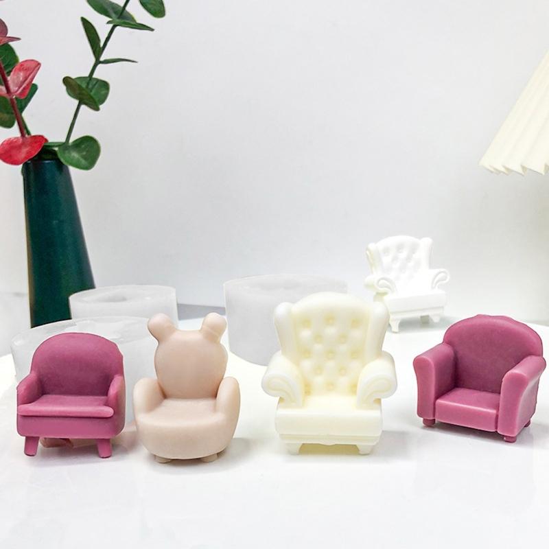 Mini Sofa Chair 3D Silicone Mold Flexible Candle Wax Soap Making Mould DIY Craft for Make Chocolates Hard Candy Dessert