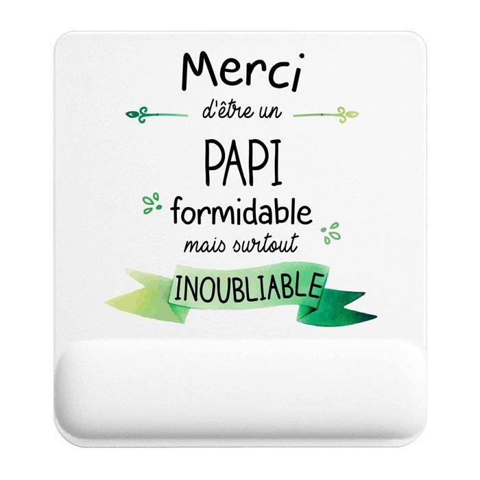 Tapis de souris - PLANETEE - Merci Papi Inoubliable - 22x18 cm - Épaisseur 3 mm - Surface antidérapante