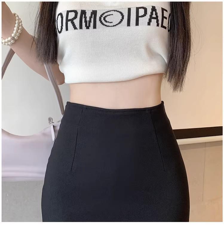 2025 New Women's Bodycon Midi Skirt: Pure Desire In Gray & Black, Perfect for Spring & Summer