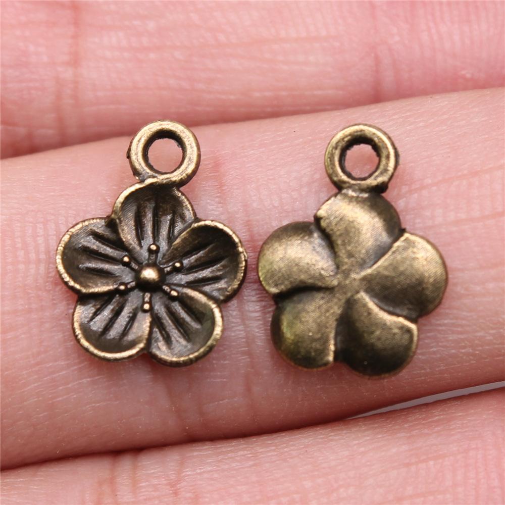 40pcs Charms Connector Flower Antique Bronze Silver Color Pendants DIY Crafts Making Findings Handmade Tibetan Jewelry