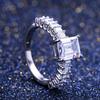 Sparkling Square Cubic Zircon Prong Setting Wedding Noble Ring Band for Women with Tiny Cubic Zirconia Trendy Jewel Femme