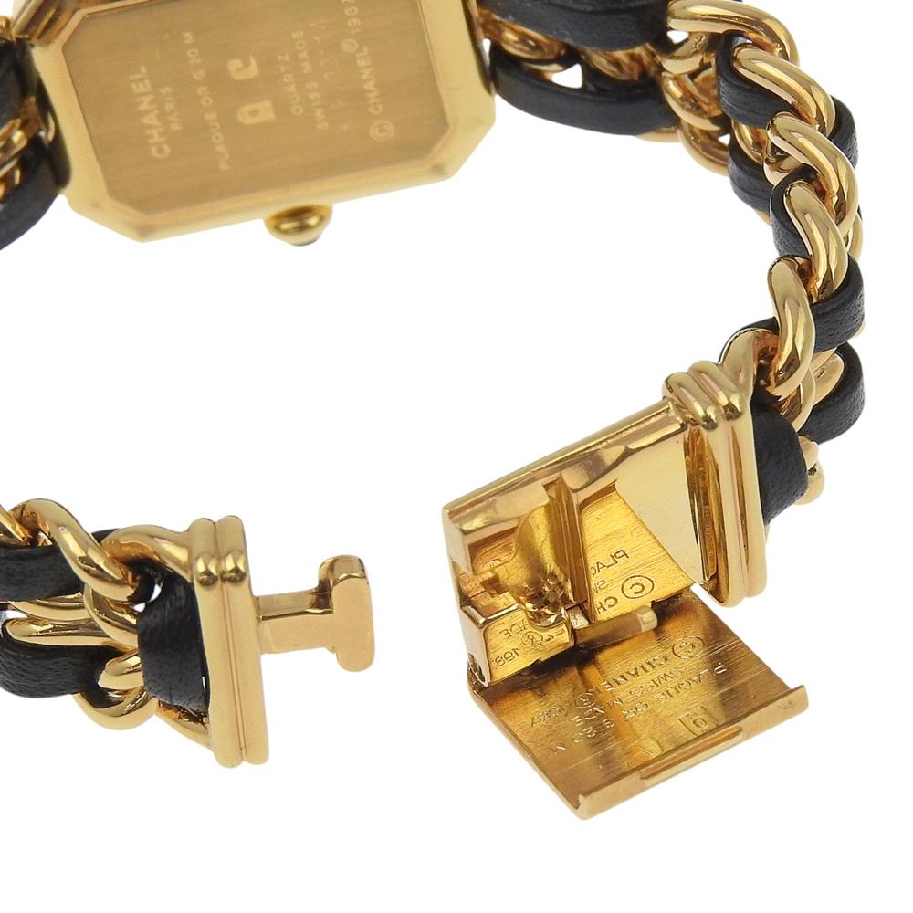 Chanel Zegarki Premiere S H0001 czarna tarcza Platerowane Złoto/skóra Kwarcowy Wyświetlacz Analogowy Damski Używany