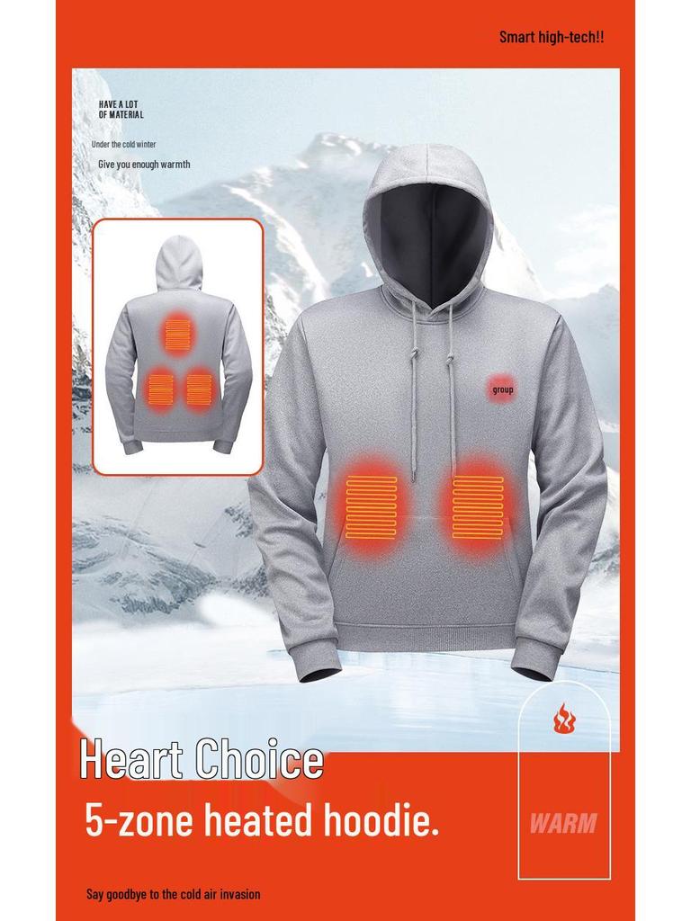 Unisex Smart USB Heated Hoodie with Constant Temperature and Plush Lining