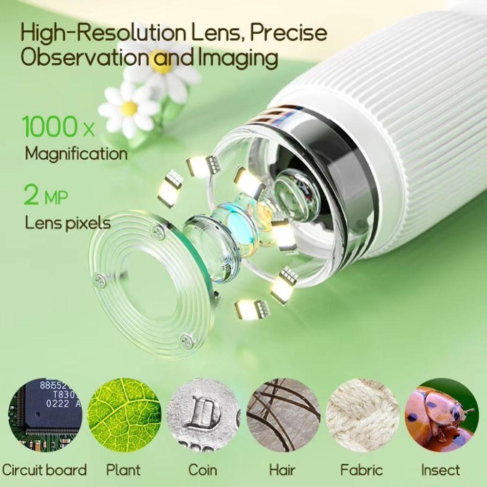 Portable Handheld Digital Microscope 2 Inch IPS Screen Mini Portable Microscope  Science Experiment