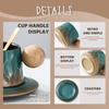 Elegantes Grün mit Farbverlauf Japanisches Keramik-Kaffeebecher-Set aus Ofenkeramik, Passende runde Tassen mit Holzgriffen, Wiederverwendbar, Maschinenwaschbar, Tee oder Kaffee,