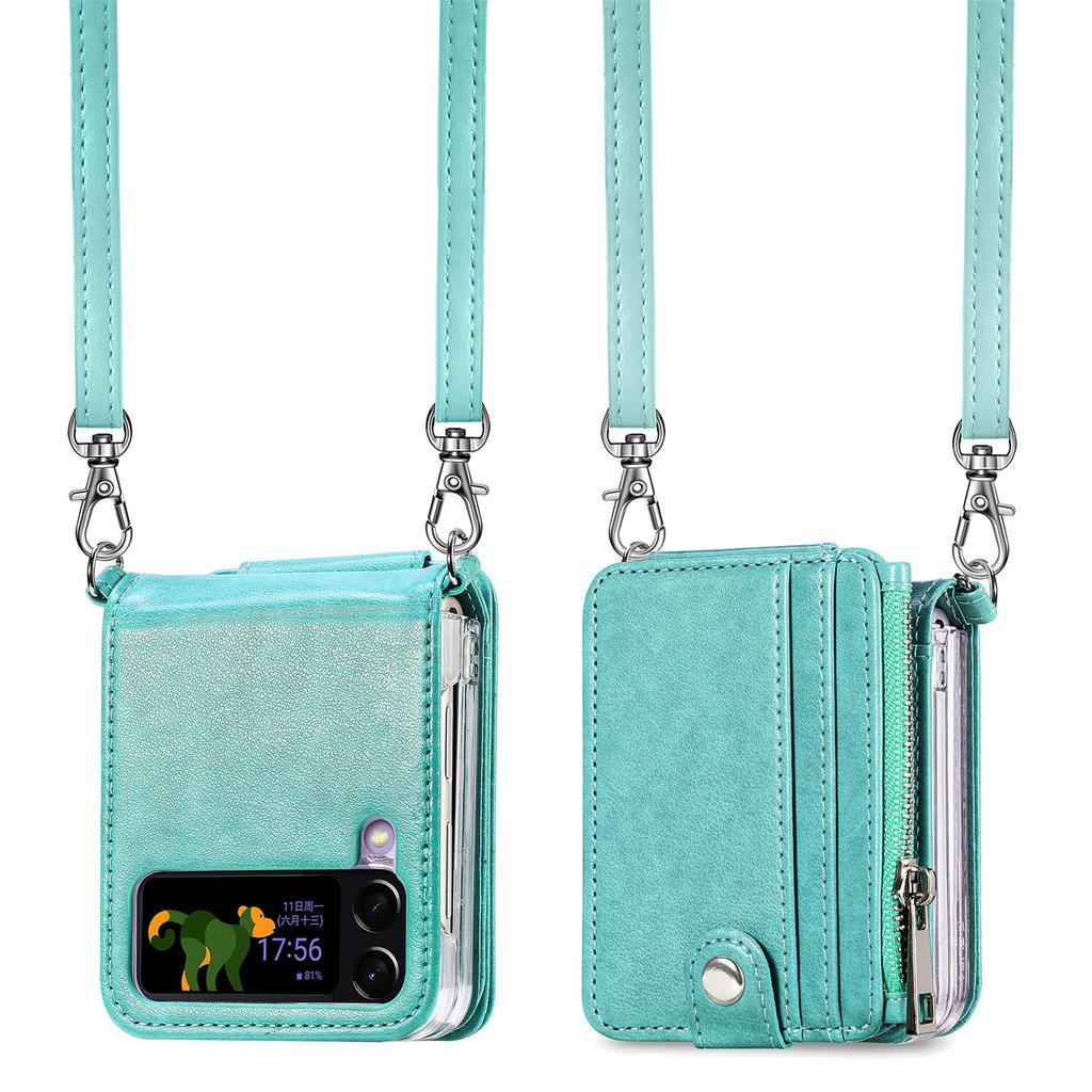 For Samsung Galaxy Z Flip4 Card Holder Cell Phone Case for Samsung Galaxy Z Flip4 Flip 4 5G Flip3 Flip 3 Full Protection Cover