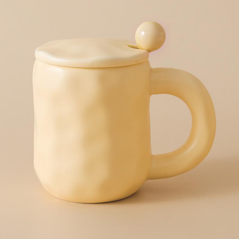 Cute Milk Fufu Cup Bread With Lid Spoon Wind Girls Ceramic Coffee Breakfast Cup Office