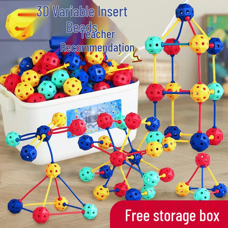 

3D Interlocking Building Blocks - Large, Changeable Educational Toys for Kids & Kindergartens Long Rod - Approx. 110 pieces
