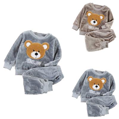 Pojkar Flanell Hemkläder Set Plus Fleece Pyjamas Tvådelad Set