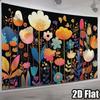 Colorful Tulips And Daisies Flowers Digital Printing Polyester Wall Tapestry Suitable For Use In Living Rooms Offices Bars Party