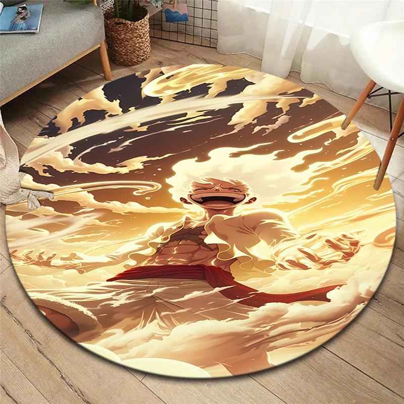One Piece Gear Round Area Rug Carpet Rug For Living Room Bedroom Sofa Playroom Decor Nonslip Floor Mat