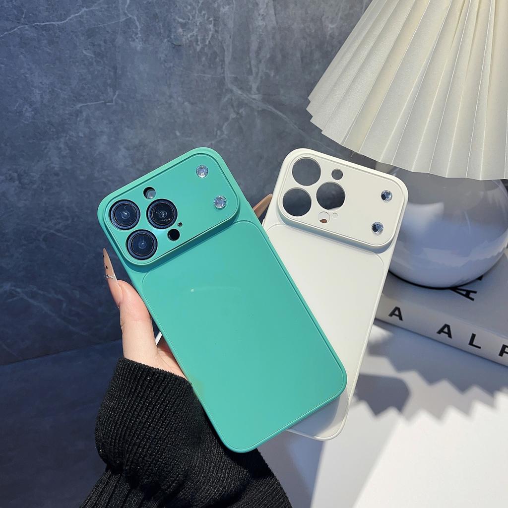 Glossy Acrylic Official Color Phone Case For iPhone 17 Air 16 15 14 Plus 13 Pro Max Large Window Camera Protection Cover