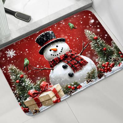 1Pcs Christmas Tree Snowman Door Mat WELCOME Rug Living Room Bedroom Entry Doormat Outdoor Nonslip Mat Kitchen Mat Holiday Decor