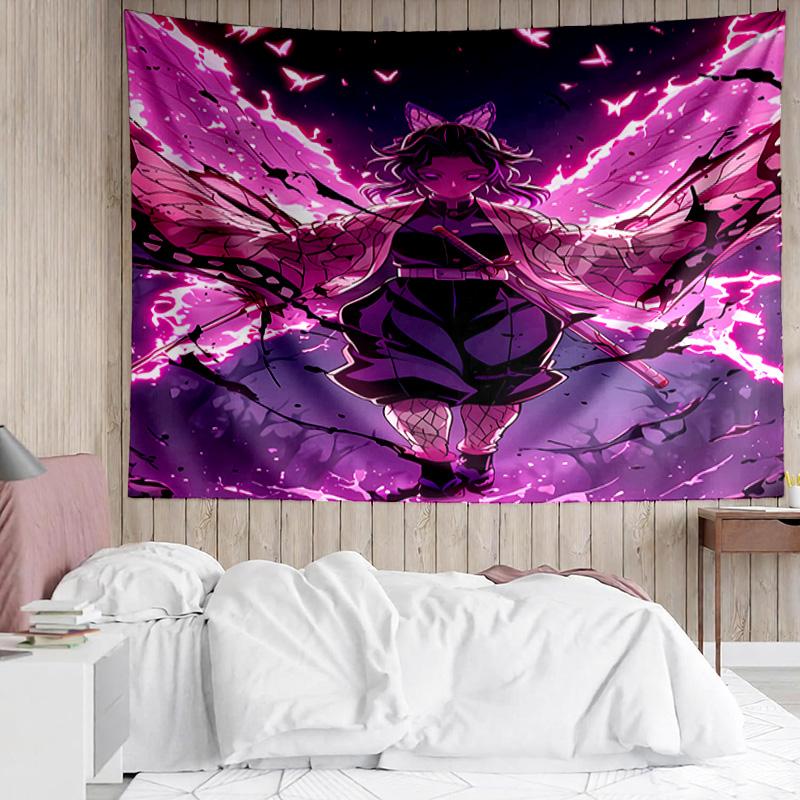 Demon Slayer Shinobu Kocho Tapestry for Bedroom Aesthetic Classroom Tapestries Wall Hanging for Living Room Dorm Office,Ideal Creative Gift