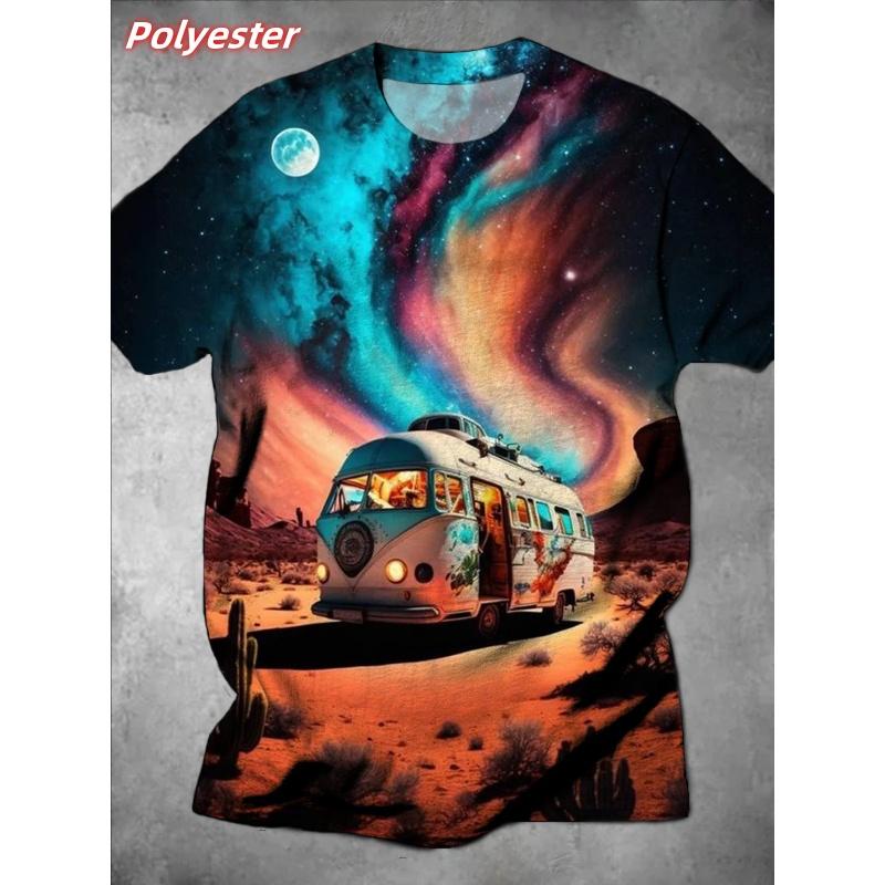 

Starry Sky Bus Pattern T Shirts For Kids Retro Train 3D Print T-Shirt Summer Casual Fashion Short Sleeve Street Boy and Girl Tees Top 100