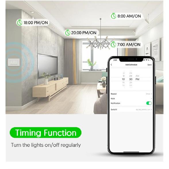 Milfra Smart Wifi Switch Neutral Wire Optional Intelligent Wall Button Light Switches AC100-240V Tuya APP Voice Control by Alexa