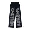Mens Oversized Hooded Zip-Up Sweatshirt With Rhinestone Letter Print Cotton Streetwear