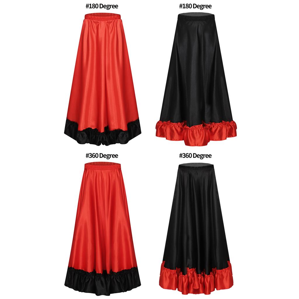Mädchen Spanischer Stiertanz Rock Großer Schwung Flamenco Kostüm Rüschensaum Rock Bauchtanz Performance Rock