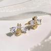 Bee earrings embedded with transparent zircon