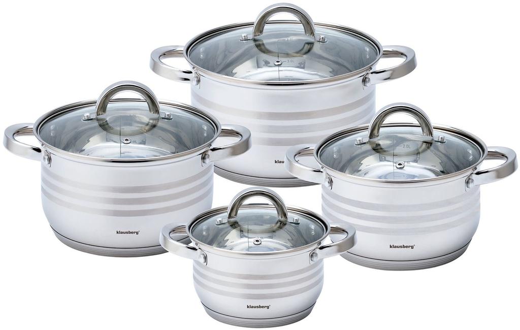 8-piece Steel Pot Set. 2.1/2.9/3.9/6.6L KLAUSBERG KB-7694