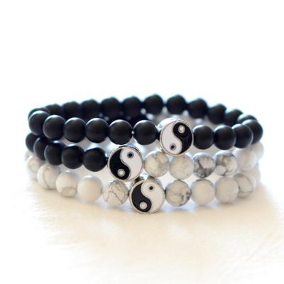 Moda Classico Rotondo Perline Yin Yang Braccialetto Unisex Amanti Gioielli Regalo