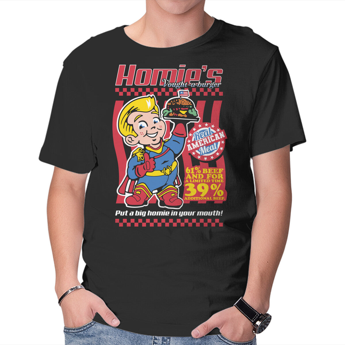 Unisex Crew Neck T-Shirt Big Homie Burger Graphic Short Sleeve Casual Tee XXXL