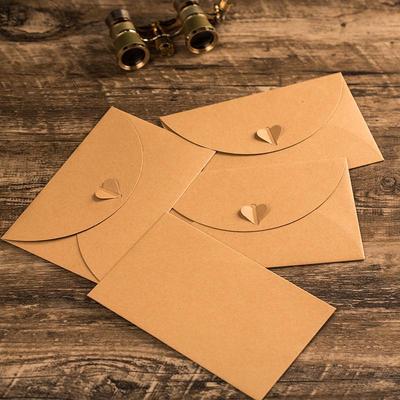 Heart-Shaped Kraft Paper Love Letter Booklet: Retro Envelope for Creative Couple Confessions & Postcard Storage