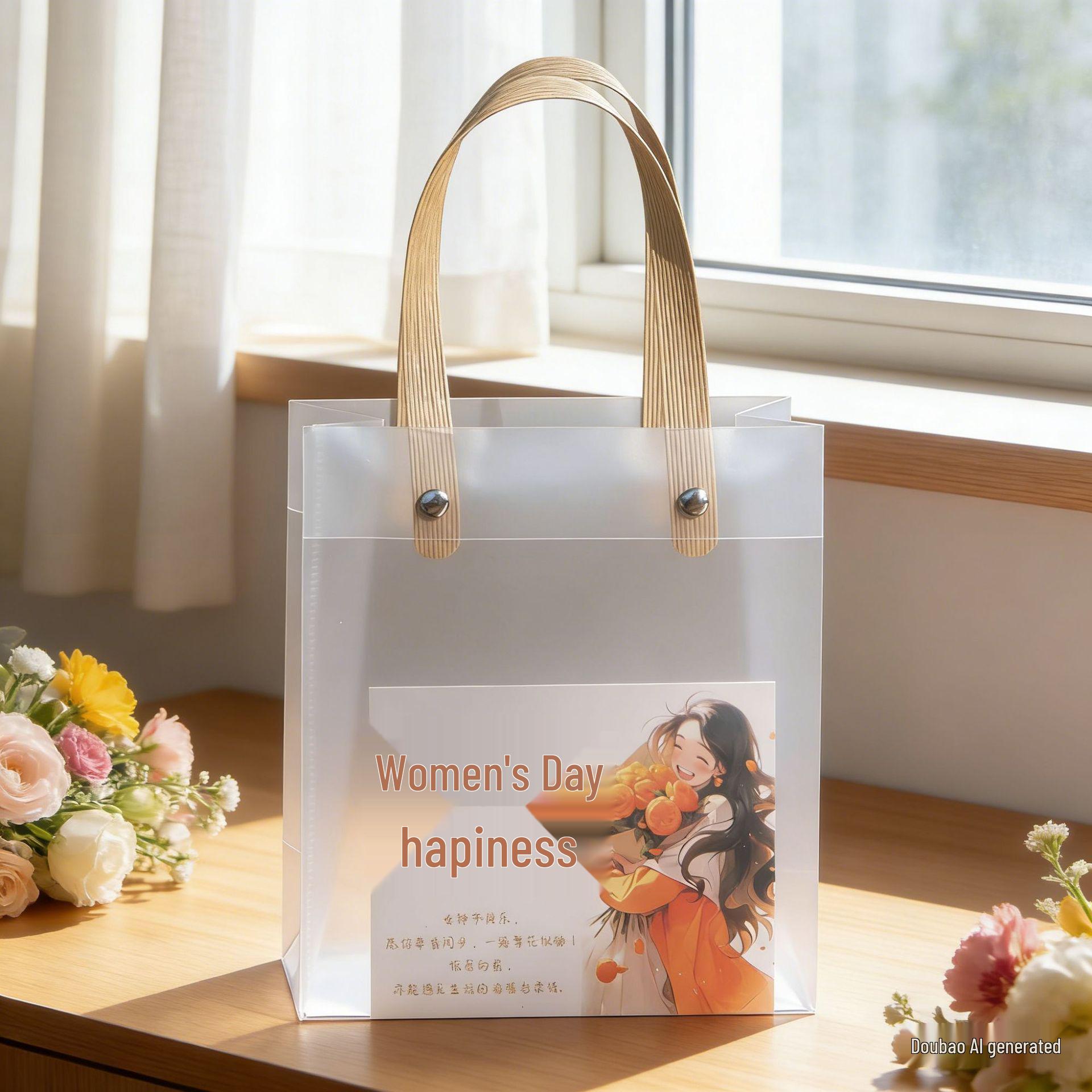 Goddess Festival Transparent Tote Bag Set - Large & Small Gift Bags for Souvenirs