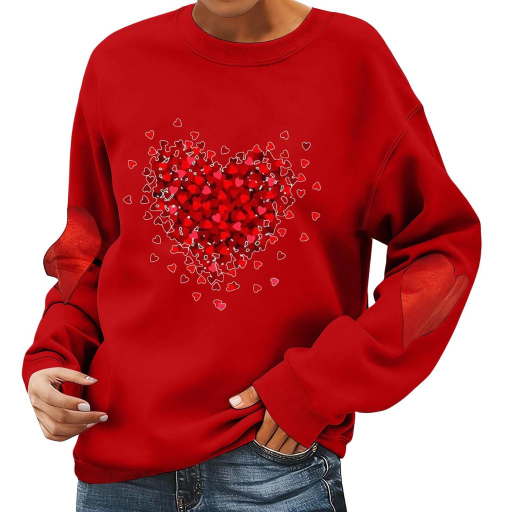 Ladies' Valentine's Day Printed Casual Long Sleeved Sports Hoodie Top
