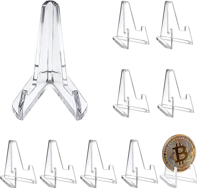 10pcs Crystal Clear Acrylic Display Rack Small Size Light Weight Stand For Commemorative Holder