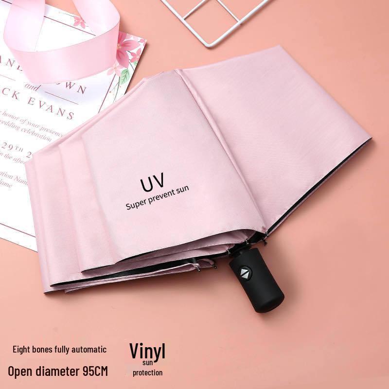 Guarda-chuva de Sol UV de Vinil - Guarda-sol de Dobra Automática para Todo o Tempo com Proteção Solar