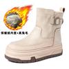 Thick-soled Snow Boots for Women, Winter Velvet Thickened Warm Casual Martin Boots for Women, Large Cotton Shoes