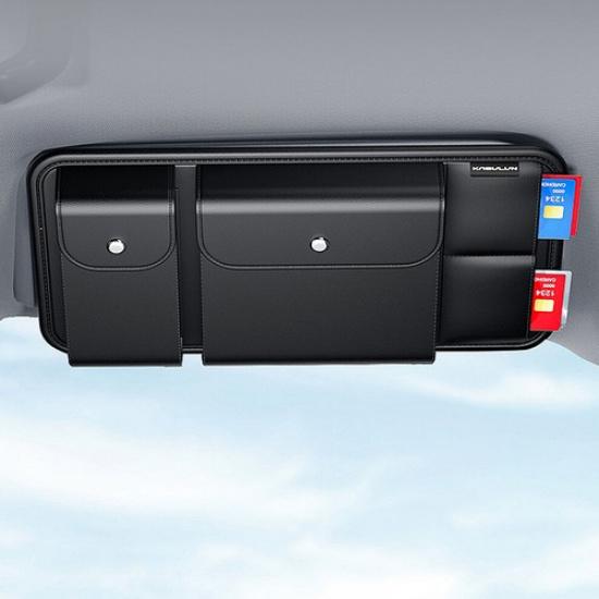 Органайзер на солнцезащитный козырек автомобиля, сумка для хранения, чехол для очков, держатель для карт, многокарманный