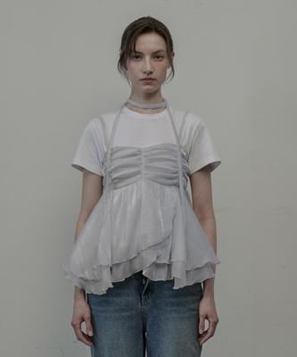 Mausolleum Dew Crape Muffler Sleeveless Top - Gray