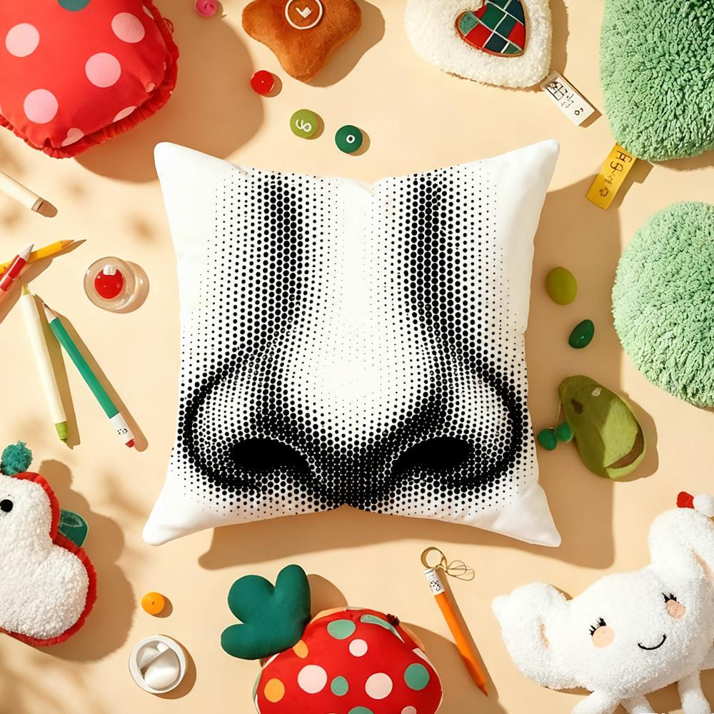 Fashion Modern Art Funny Face Cushion Cover Soft Short Plush DoubleSided Printing Home Decor Machine Washable Pillow Case Gift