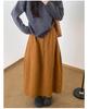 Women's High-Waisted Textured A-Line Mid-Length Skirt - Autumn/Winter Retro Pumpkin Fluffy Design