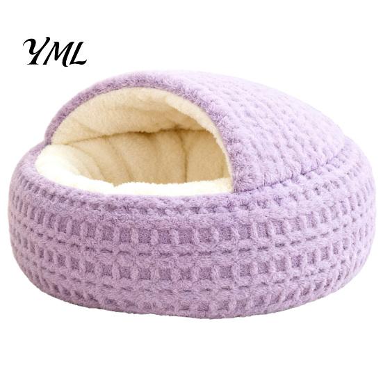 Warm Plush Bed for Kittens Large Cats Covered Cat Bed, Semi Enclosed Cave Hooded Self Warming with Non-Slip Bottom Indoor Small Medium Hideout