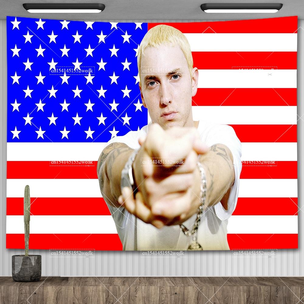 Amerikanischer Rap-Gott Hip-Hop-Musikflagge Eminem Wandteppiche Wandbehang Meme-Wandteppich Kunst Ästhetische Raumdekoration Schlafzimmer-Wandbehänge