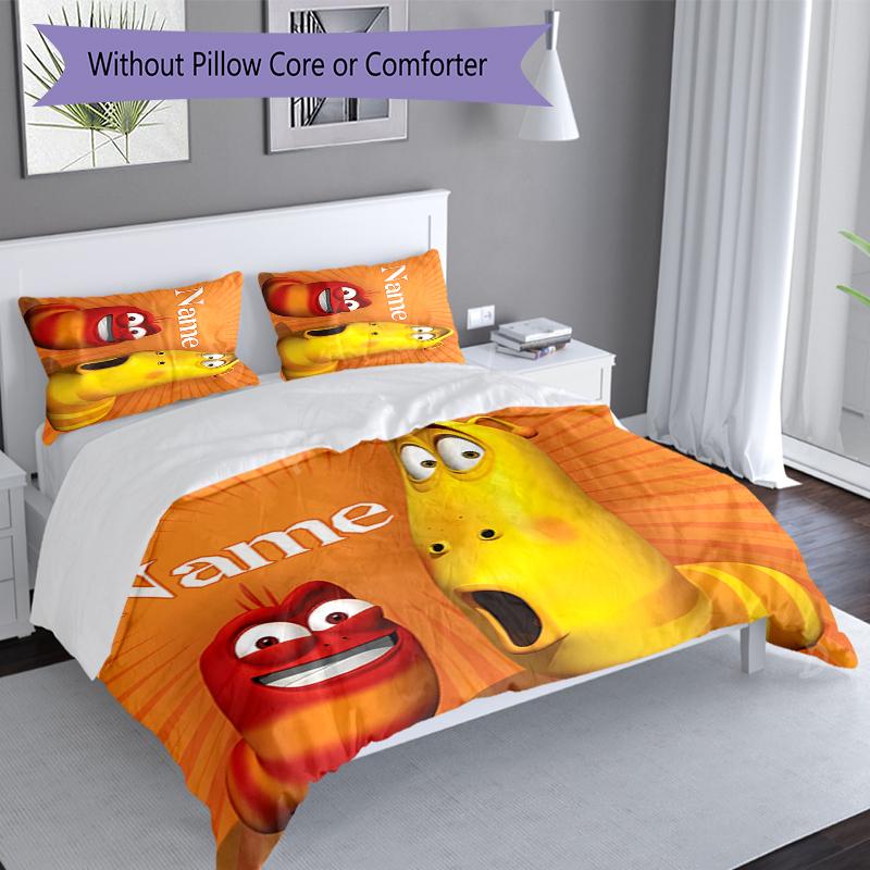 3pcs Custom Name Larva Set,Includes 1 Duvet Cover and 2 Pillowcases,All-season Bedroom Decor