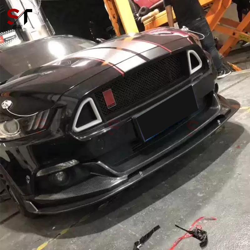 Carbon Fiber Double Layer Front Lip Splitter for Ford Mustang - Front Bumper Chin Kit.