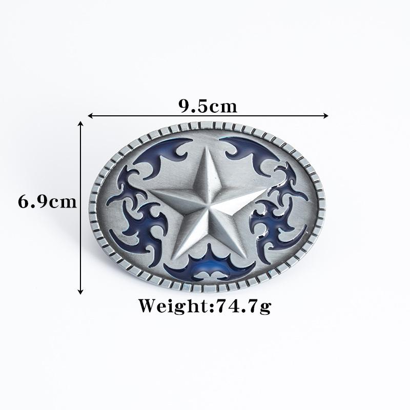 Pentagram Leather Men's Cowhide Belt Retro Smooth Buckle Wide Belt Decorative Belt
