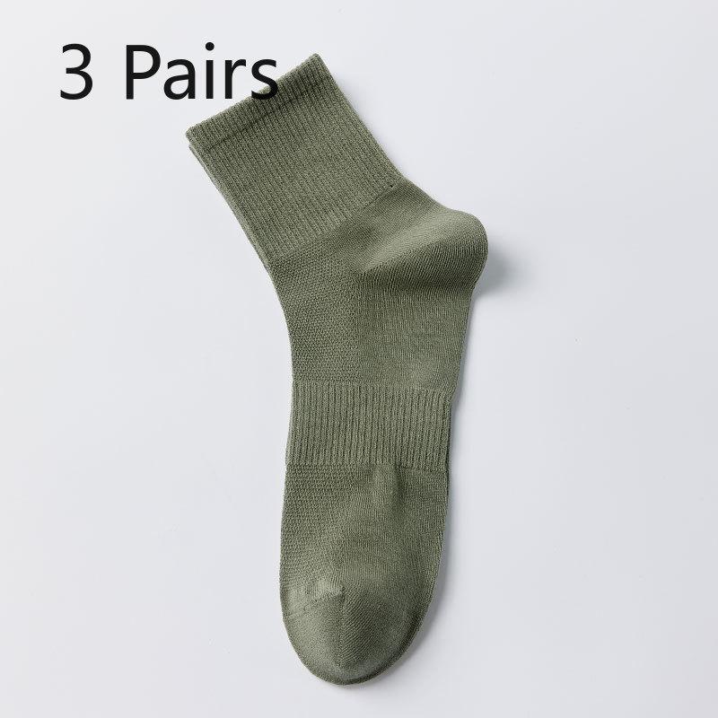 

3 пары тонких деловых хлопковых носков до середины икры на все сезоны, сетчатые, из чистого хлопка, дышащие, мужские деловые однотонные 3 pairs армия зеленый