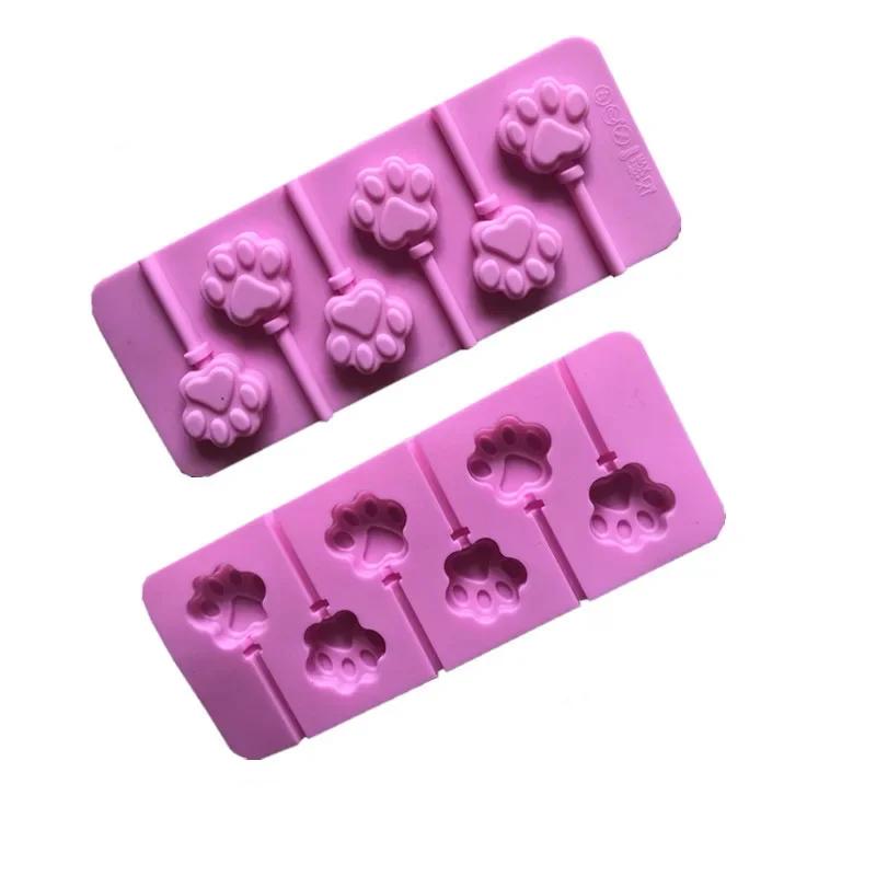 Cute Cat Paw Shaped Silicone Lollipop Mold DIY Chocolate Cheese Stick Baking Mold Kitchen Pastry Baking Cake Decoration Tool