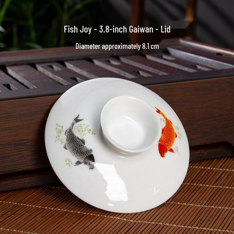 Gaiwan Teacup: Ceramic Lid & Bowl, 7.1CM-8.1CM Diameter, Kung Fu Tea Set Accessory.