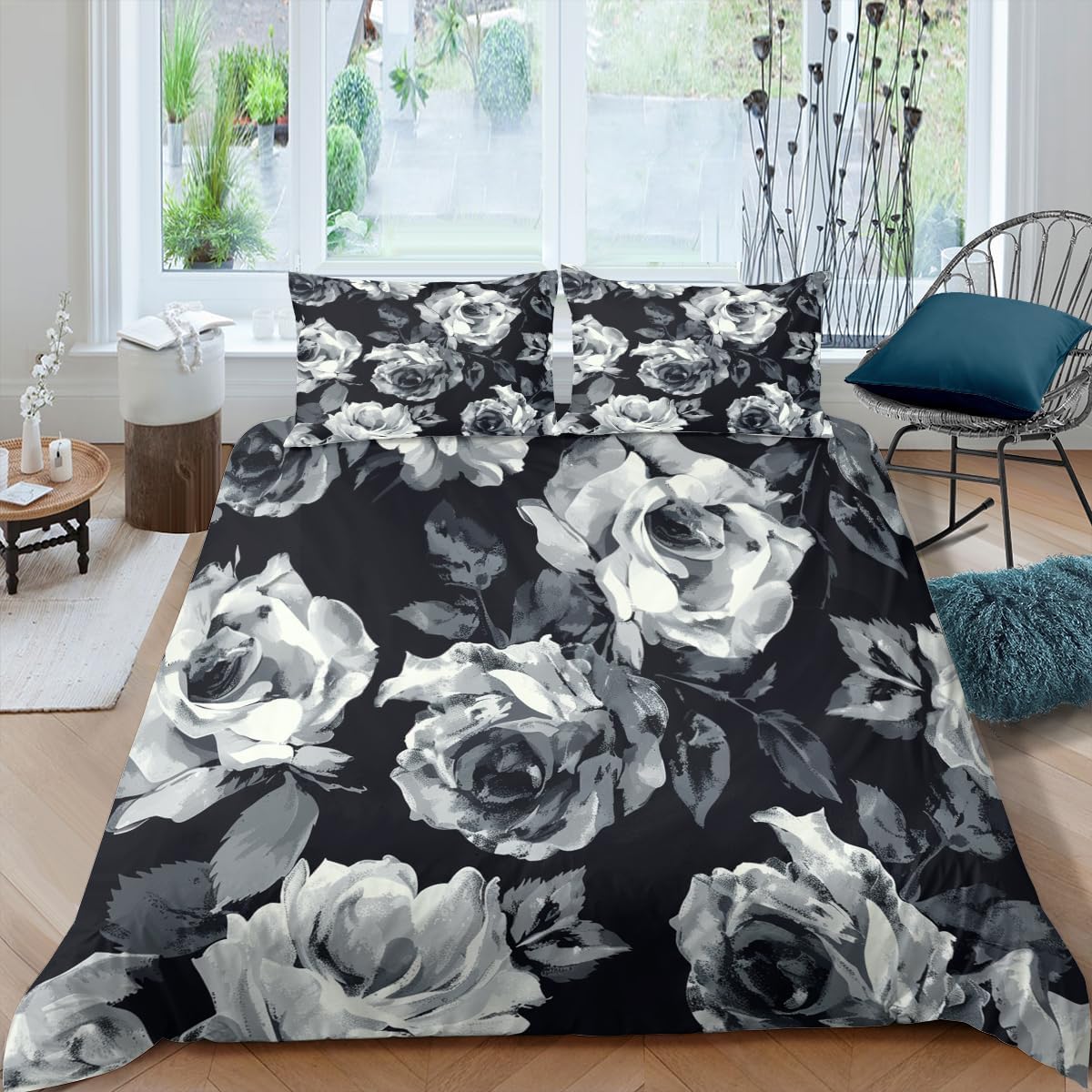 

3pcs Duvet Cover Plants Flowers 3D Print Bedding Set Zipper Closure Ultra Soft Microfiber Kids Boys Girls Teens+2 Pillowcases EU Twin(135x200cm)