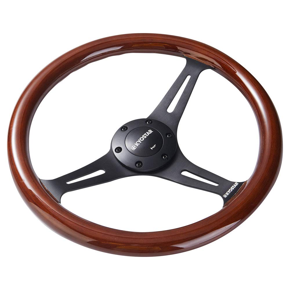Kyostar Classic Wood Black Spoke Deep Cone Steering Wheel 35mm &