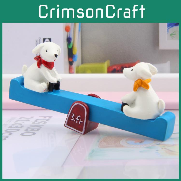 Resin Cartoon Dog Seesaw Garden Decor With Kawaii Style For Office And Home Decoration