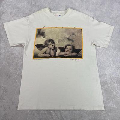 Vintage 1992 Rafael Angels Cherub Art T-Shirt and Kids Tshirt White Sz M