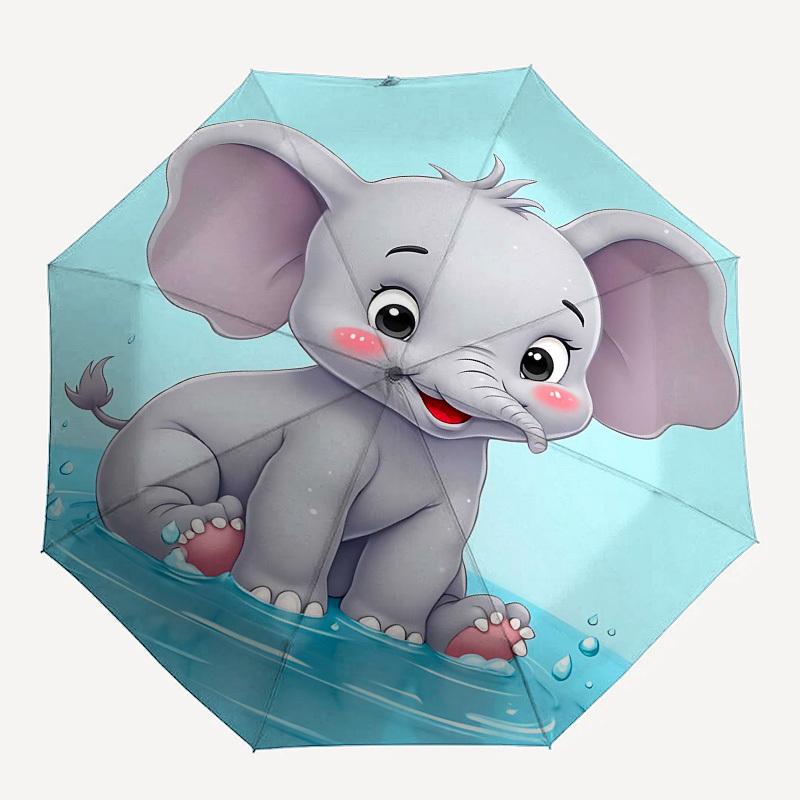 

1PC Elephant Water Umbrella-8-Rib Reinforced Portable Folding Travel Suitable for All Seasons Outdoor Daily , Fun Design-Z0423