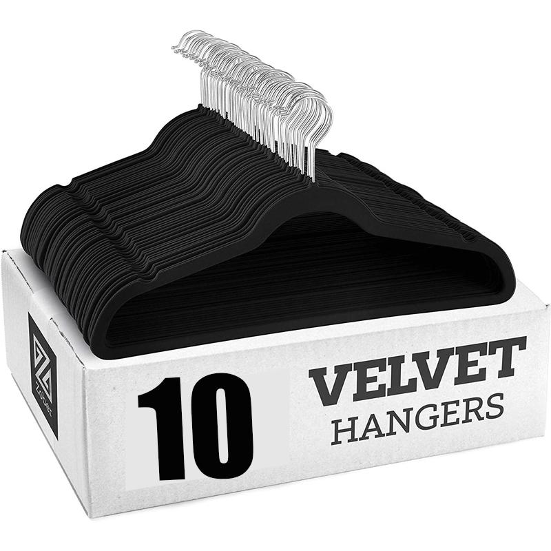 10PCS Velvet Non-Slip Clothes Hangers,45CM Space Saving Ultra Slim Hanger for Coat Pants Dress,Wardrobe Storage Adult Magic Rack